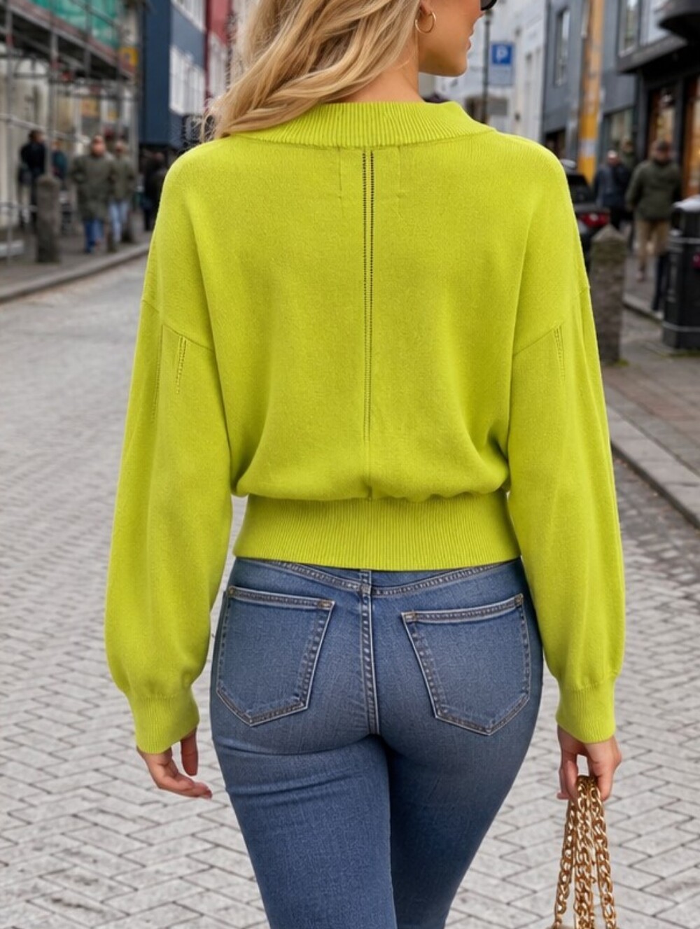 Crush. Size Small Women's Lime Green Pullover Sweater Cashmere Blend - Picture 2 of 7